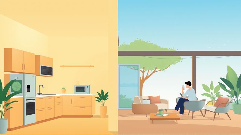 Cocina moderna y exterior