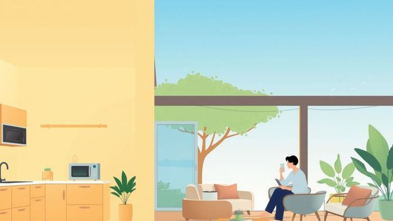 Cocina moderna y exterior