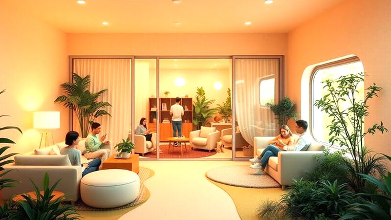 Un espacio interior armonioso y luminoso se integra con la naturaleza