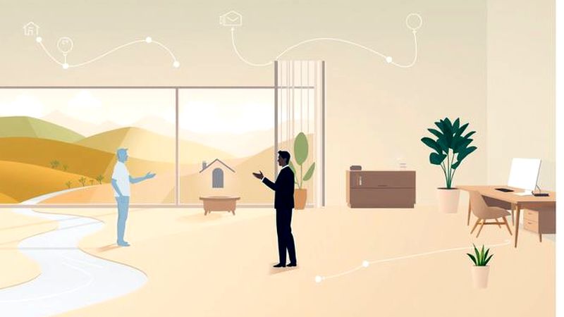 Ilustración profesional representa conexión y prosperidad
