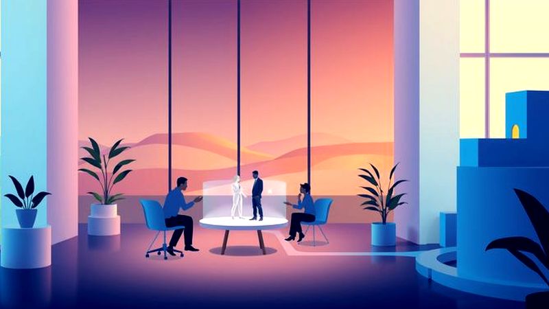 Una ilustración profesional visualiza crecimiento financiero y confianza