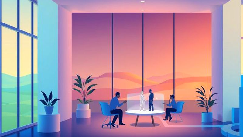 Una ilustración profesional visualiza crecimiento financiero y confianza